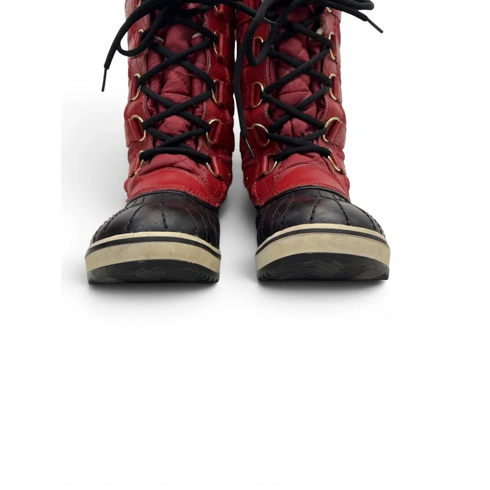 Sorel Tofino Red Quilted Waterproof Winter Boots Mens 10.5 Tall Faux Fur Trim
